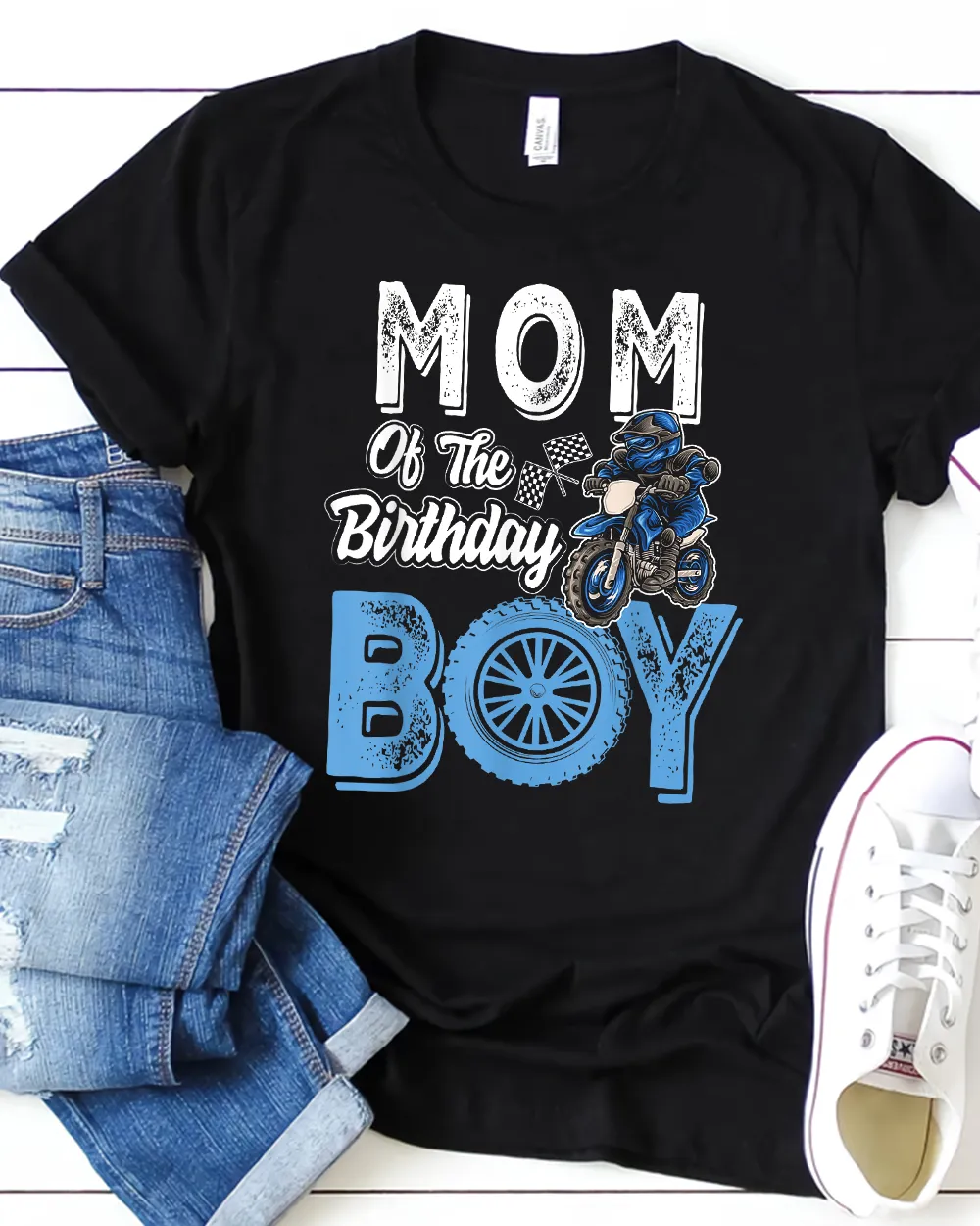 Mom Of The Birthday Boy Dirt Bike B-day Motocross Party T-Shirt Unisex Standard T-Shirt black s