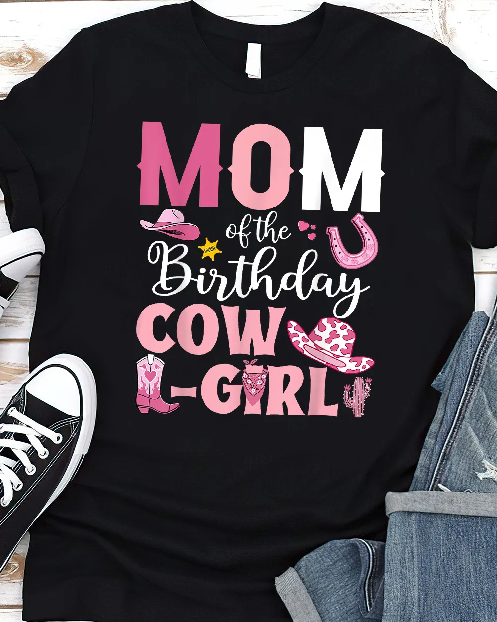 Mom Of The Birthday Cowgirl Rodeo Party B-day Girl Party T-Shirt Unisex Standard T-Shirt black s
