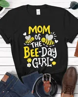 Mom Of The Bee-Day Girl Birthday Party Matching Family Women T-Shirt Unisex Standard T-Shirt black s