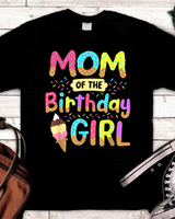 Mom Of The Birthday Day Girl Ice Cream Party Matching Family T-Shirt Unisex Standard T-Shirt black s