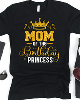 Womens Birth Day Mom Of The Birthday Princess Royal Celebration T-Shirt Unisex Standard T-Shirt black s